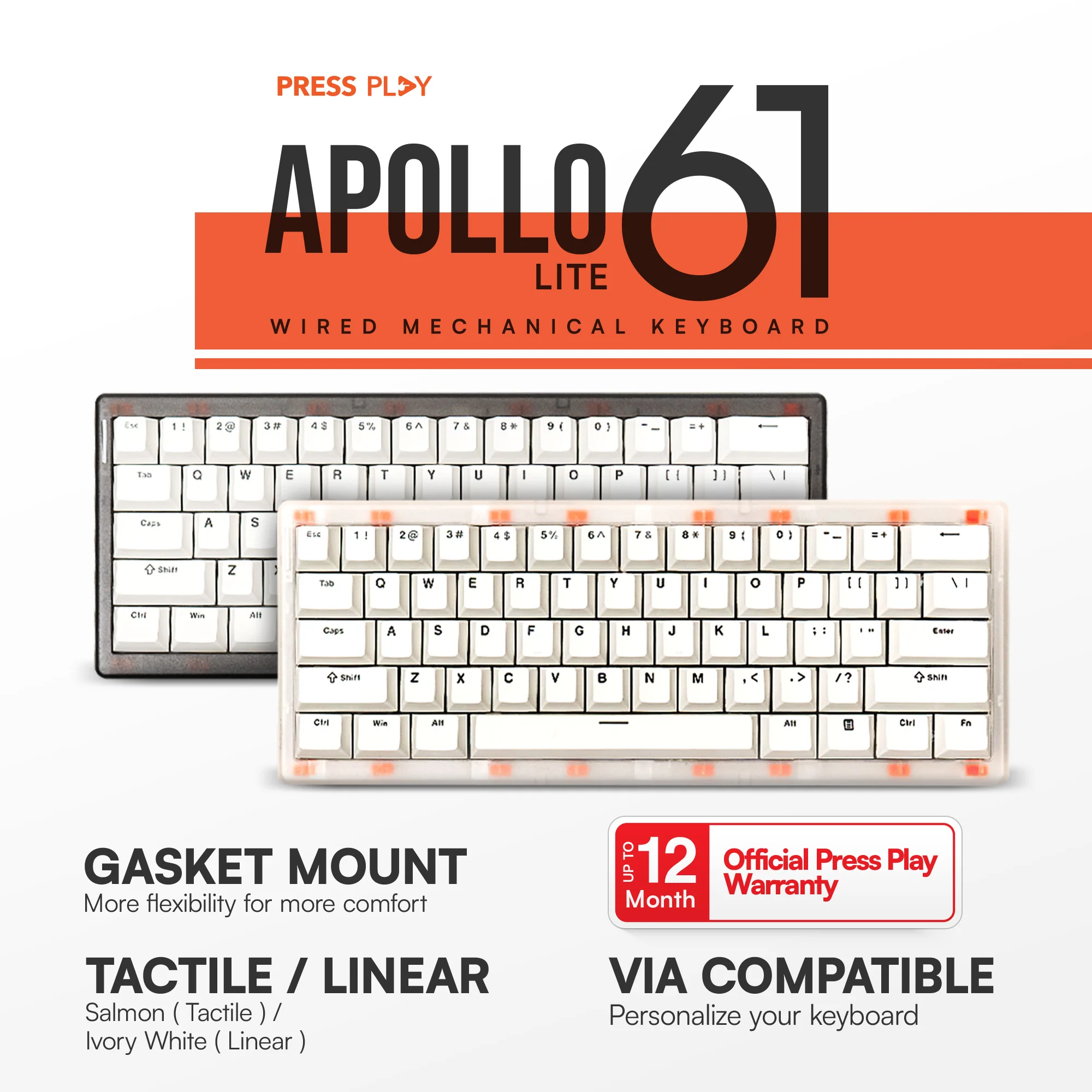 APOLLO61 Lite 60% Wired Mechanical Keyboard by Press Play - Image 2