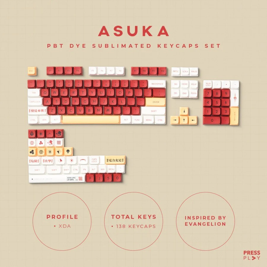 Asuka EVANGELION PBT Dye Sub Keycaps Mechanical Keyboard