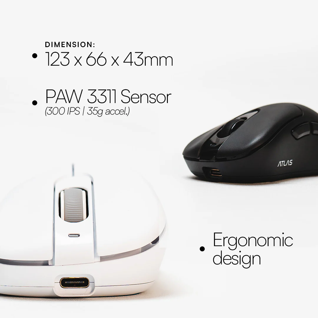 ATLAS Ergonomic Ultralight Wireless Gaming Mouse - Image 3