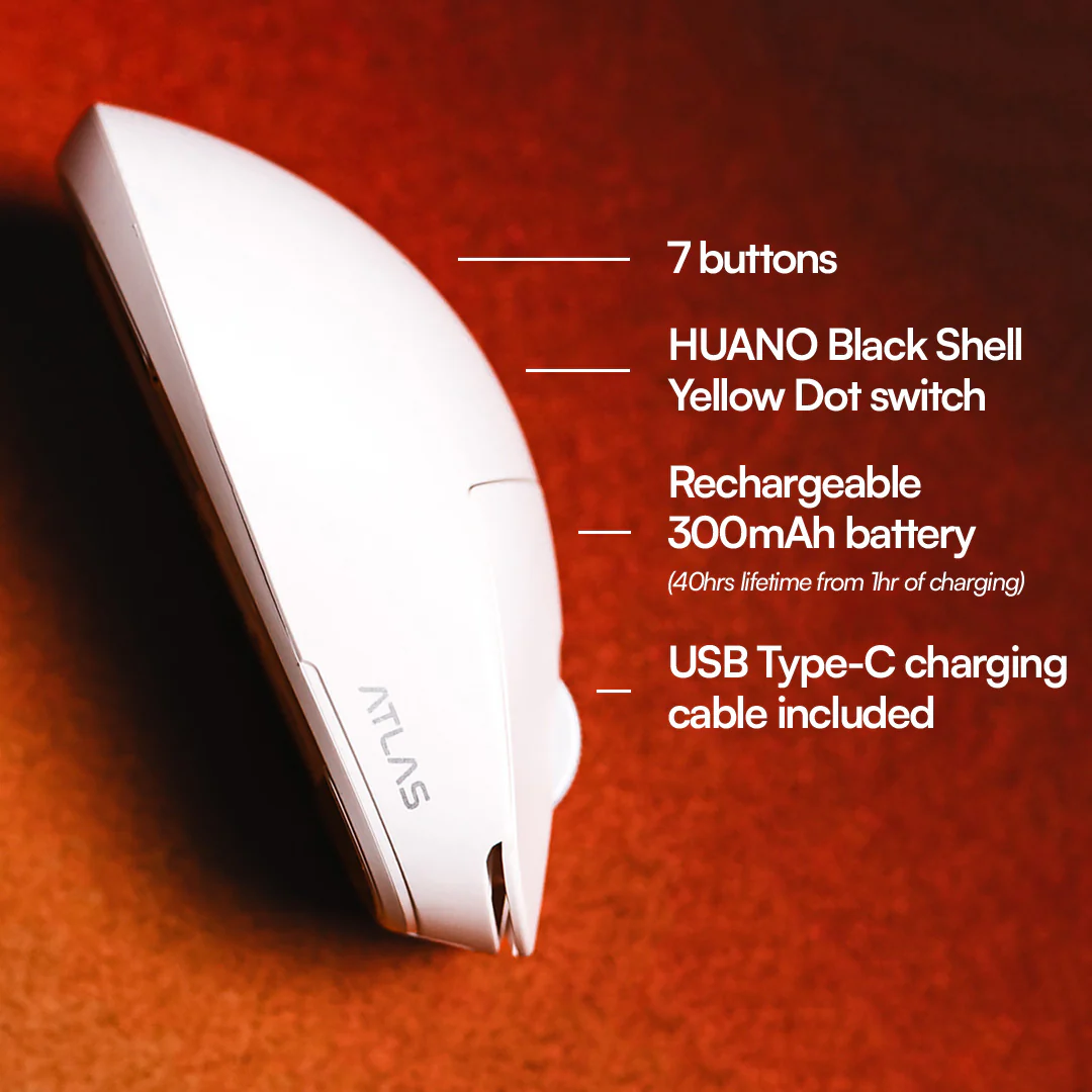 ATLAS Lite Ergonomic Ultralight Wireless Ergo Gaming Mouse - Image 5