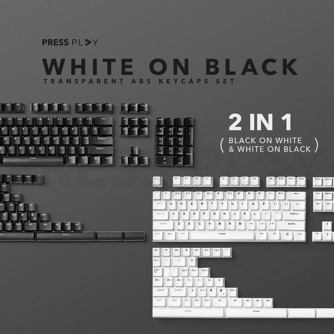 BoW Black on White PBT Doubleshot Keycaps Set by Press Play - Image 10