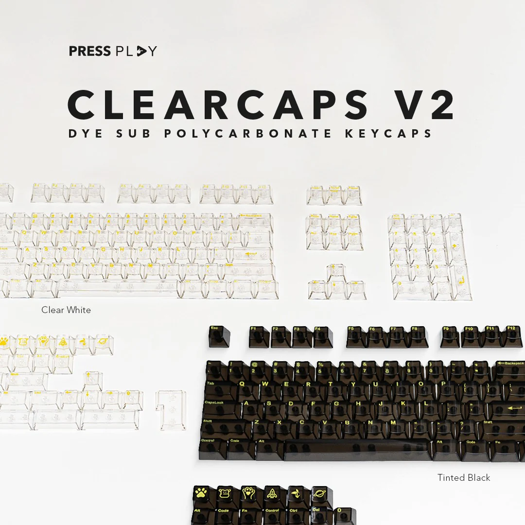ClearCaps V2 Dye Sub Polycarbonate Transparent Keycaps by Press Play