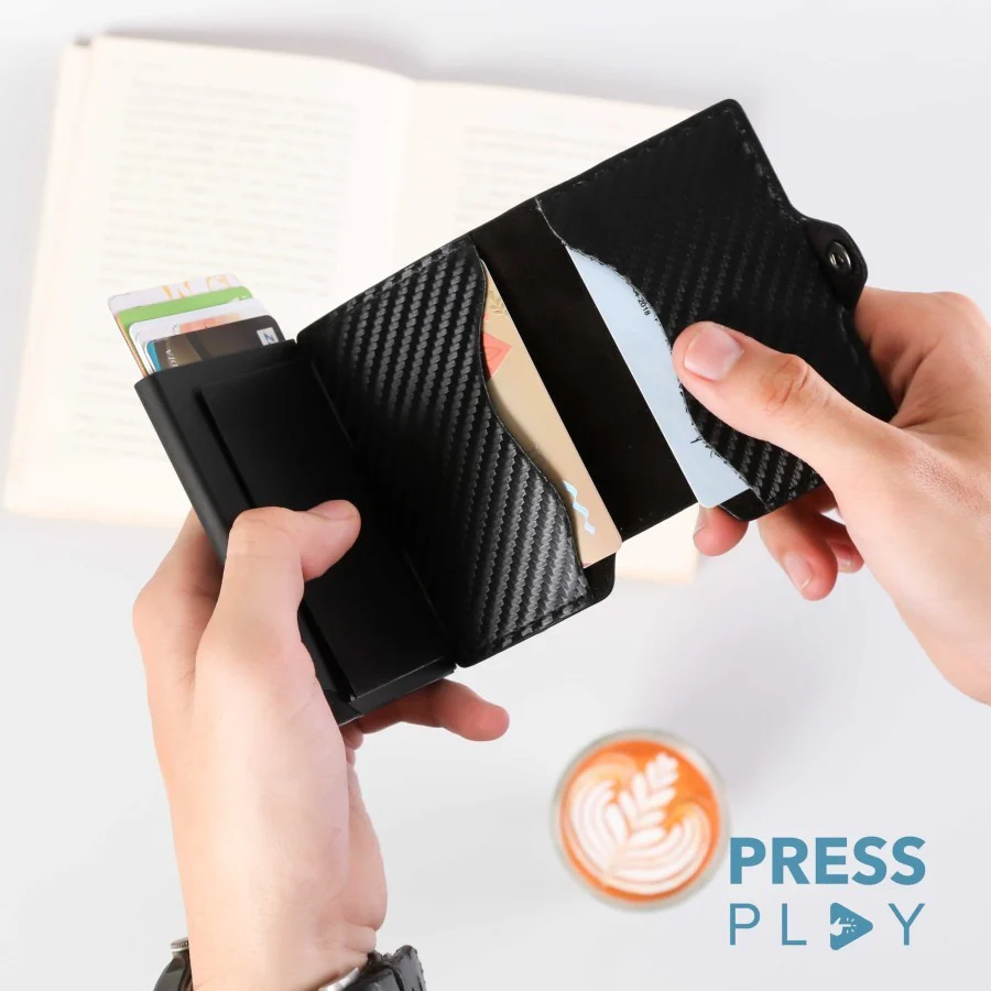 NOIR RFID Carbon Fiber Pop Up Card Case Wallet by Press Play - Image 3
