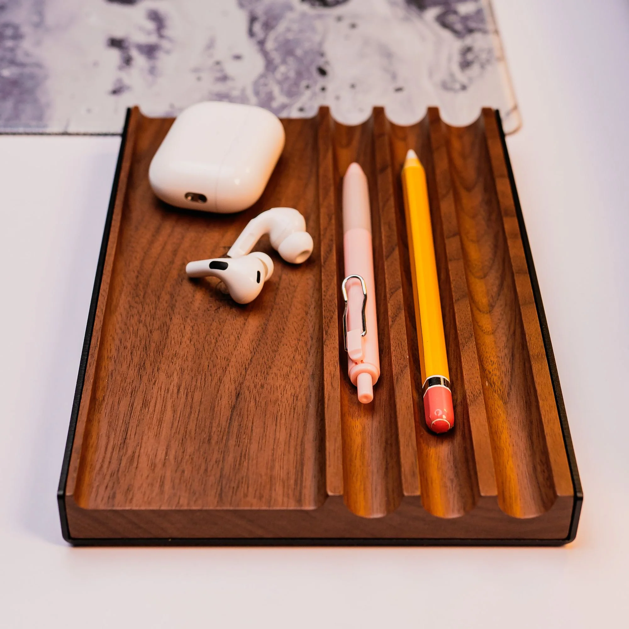 NOOK PEN DESK TRAY Walnut Wood Standalone Wooden Tray Organizer - Image 10