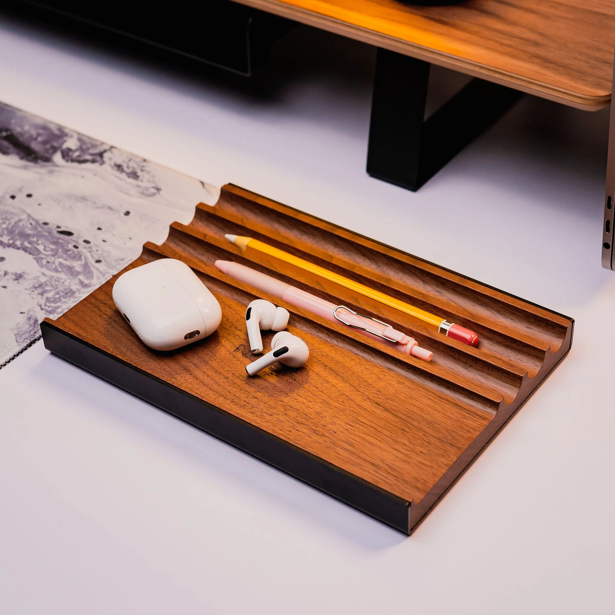 NOOK PEN DESK TRAY Walnut Wood Standalone Wooden Tray Organizer - Image 7