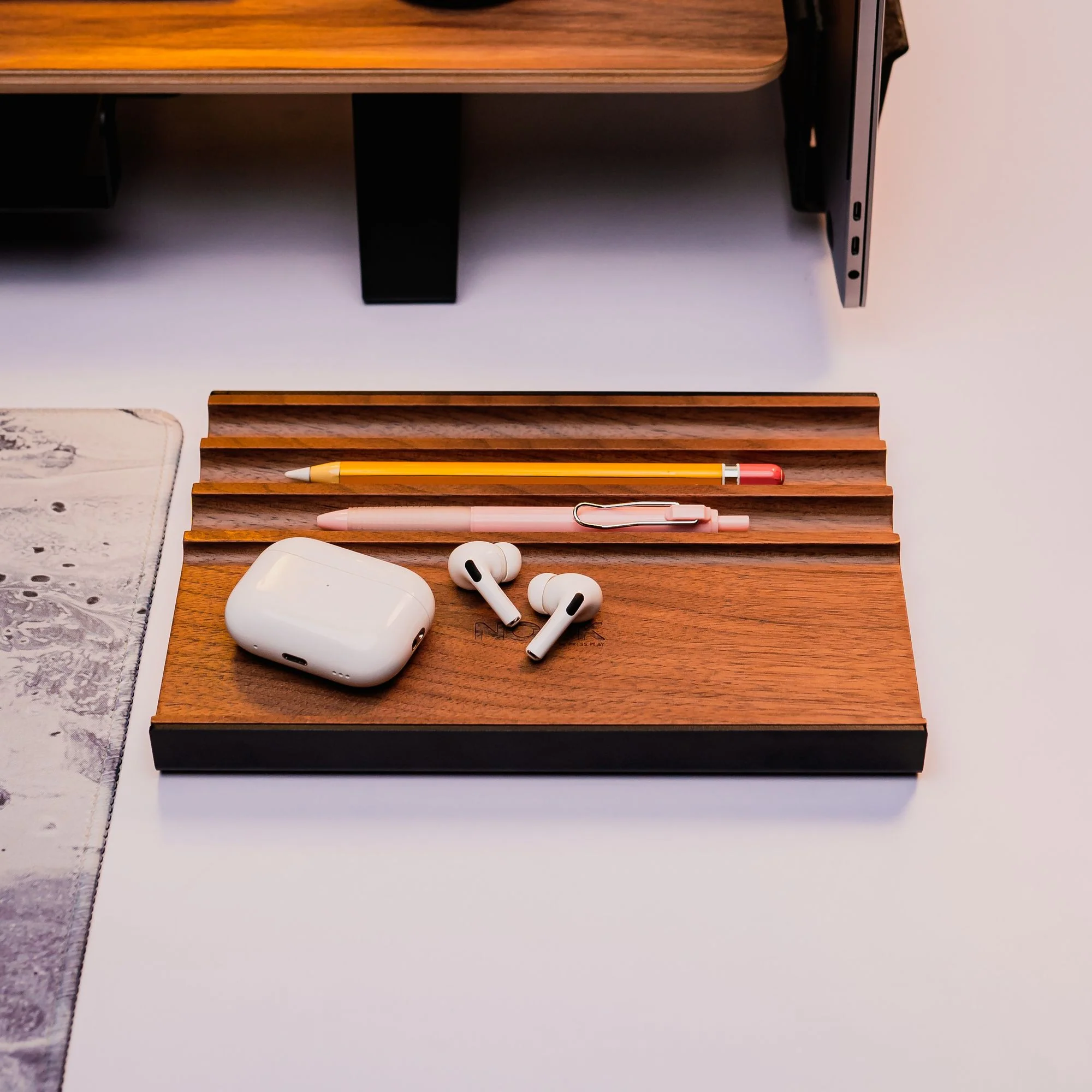 NOOK PEN DESK TRAY Walnut Wood Standalone Wooden Tray Organizer - Image 8