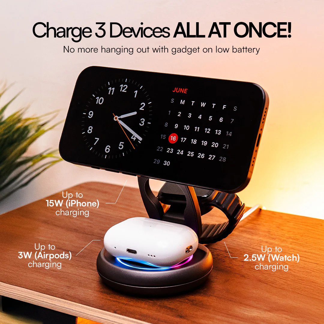 NOOK WC1 15W 3in1 Wireless Foldable Magnetic Charger Stand - Image 4