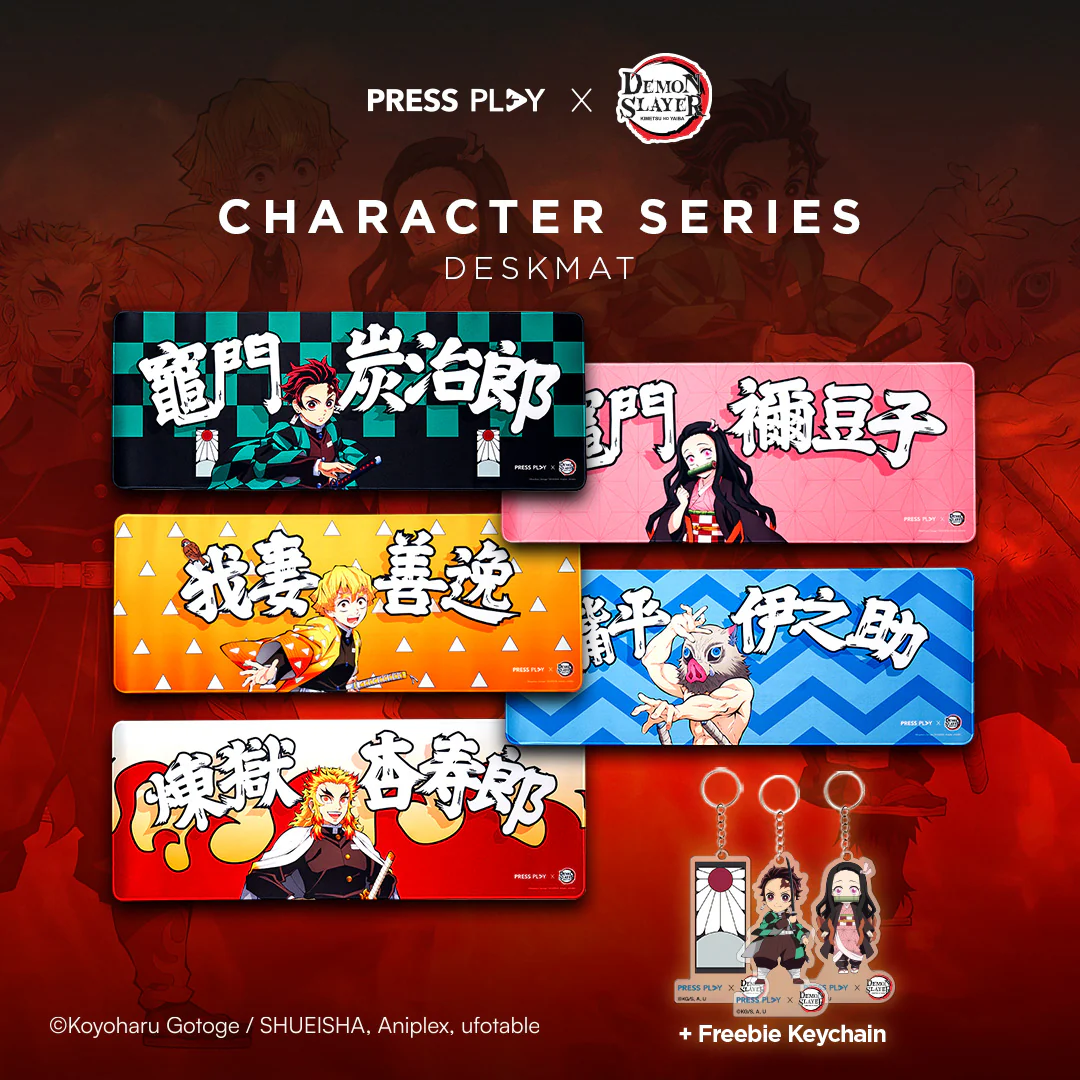 PRESS PLAY x DEMON SLAYER CHARACTER 30x80 Gaming Deskmat Mousepad