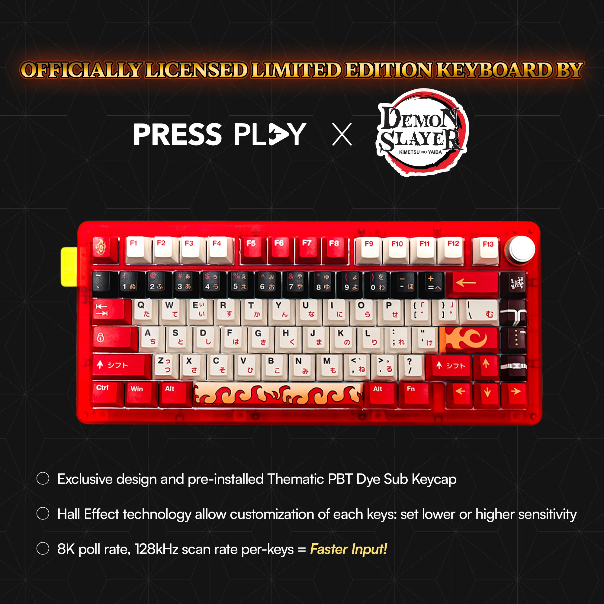 Press Play x Demon Slayer ESSENTIAL75 HE RENGOKU Edition 75% Rapid Trigger Hall Effect Keyboard - Image 2