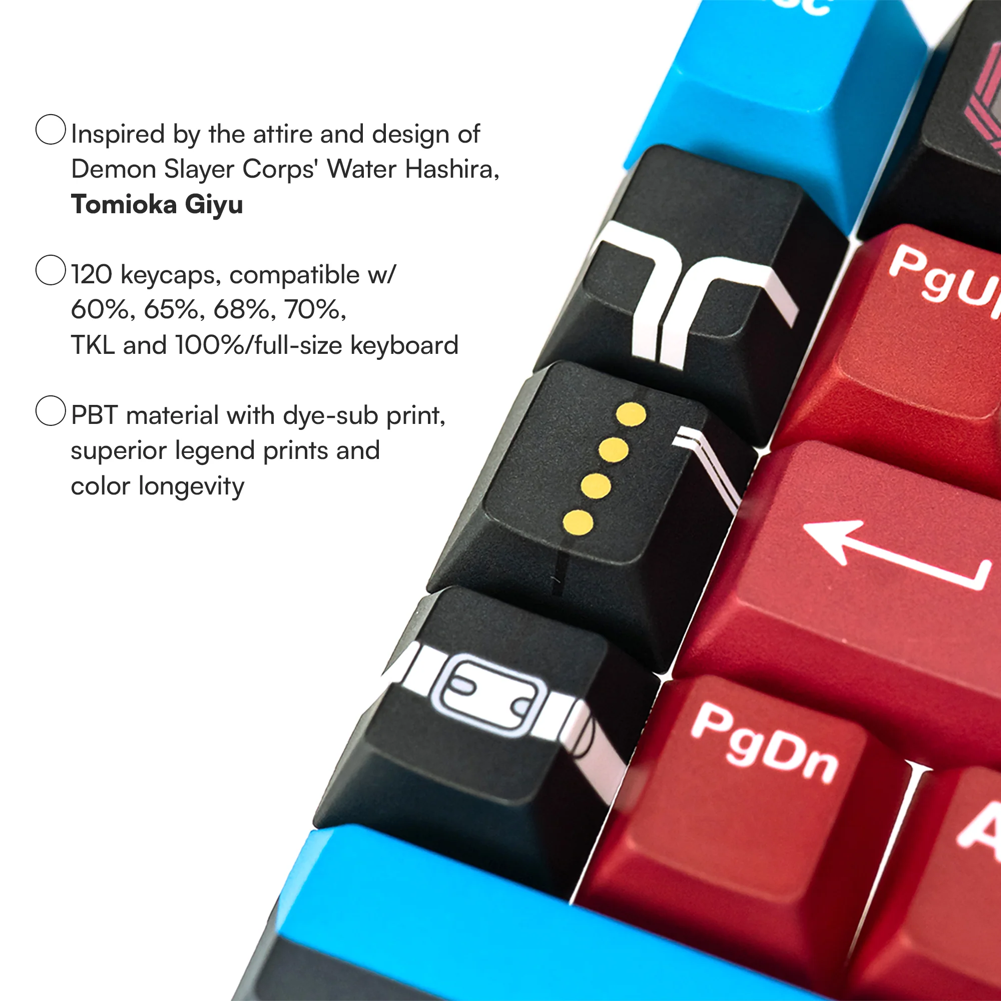 PRESS PLAY X DEMON SLAYER PPBT TOMIOKA GIYU Dye Sub Keycaps - Image 3