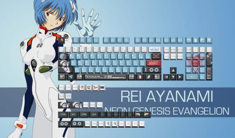 Rei Ayanami EVANGELION PBT Dye Sub 142 Keycaps Mechanical Keyboard - Image 7
