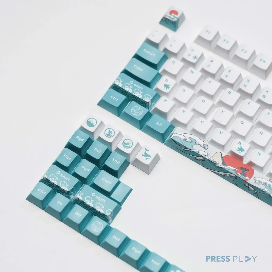 Ukiyo Sea Waves PBT Dye Sub Keycaps 108 Keys - Image 3