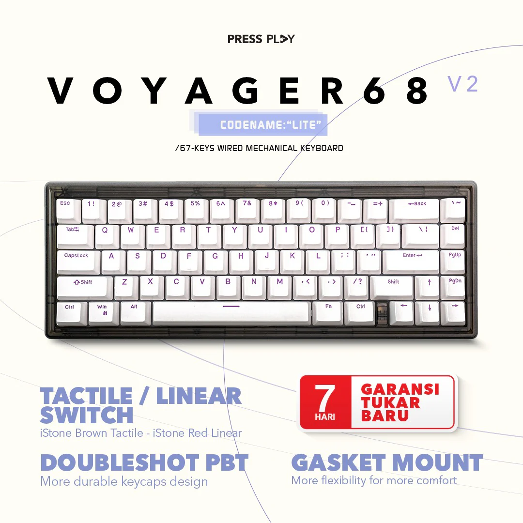 VOYAGER68 v2 Lite 65% 67-key Mechanical Keyboard by Press Play - Image 2